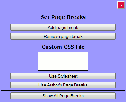 The page break menu