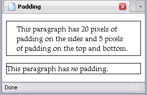 Paragraphs.  One with padding, one without.