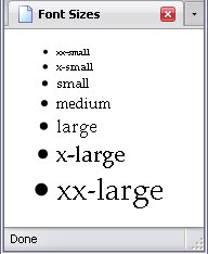 Font sizes displayed