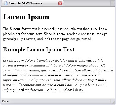 The words 'Lorem Ipsum' and the dummy text are in italics via the 'foreign' class.