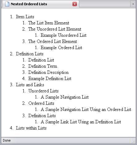 Nested ordered lists
