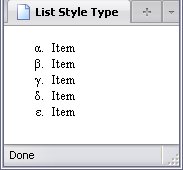 List with lower-case greek letters
