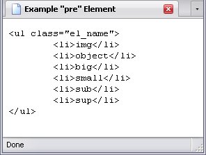 <pre> element