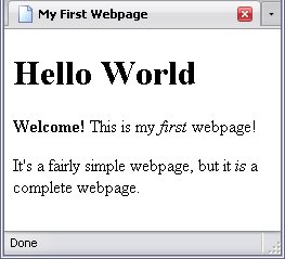 A webpage with the word "Welcome!" in bold