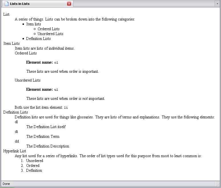 Nested Lists