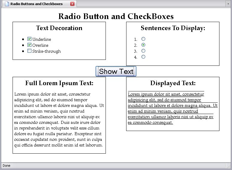 Radio buttons and checkboxes