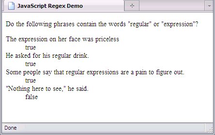 Testing for the literals "regular" and "expression"