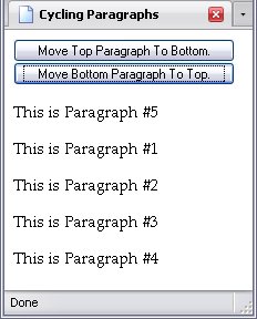The paragraphs cycled down one space