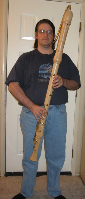 Me with a Moeck Great Bass Recorder in C